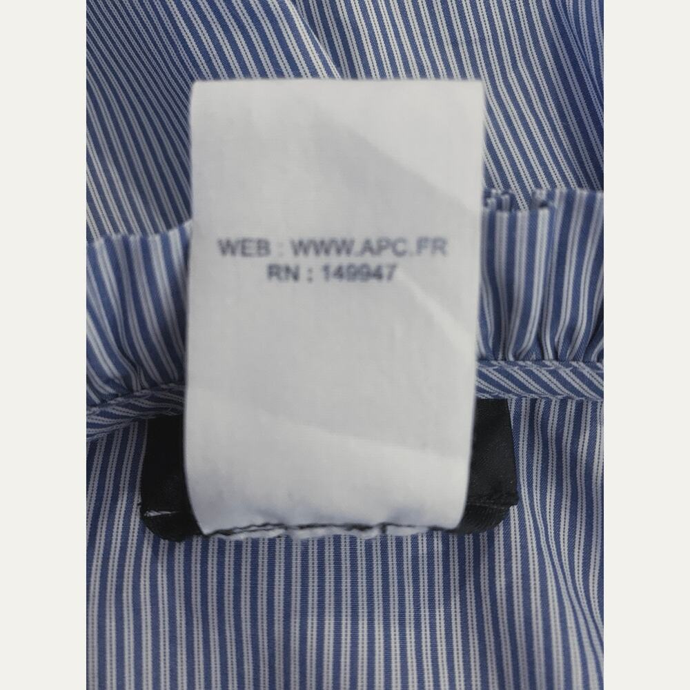 A.P.C. Blouse Light Blue White Ruffle Women’s Sz 2 Lagenlook Boho Rue Madame Top - Picture 8 of 8
